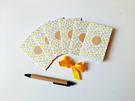 Carnets Cadeaux CITRON lot de 6 avec stylo et nœud jaune