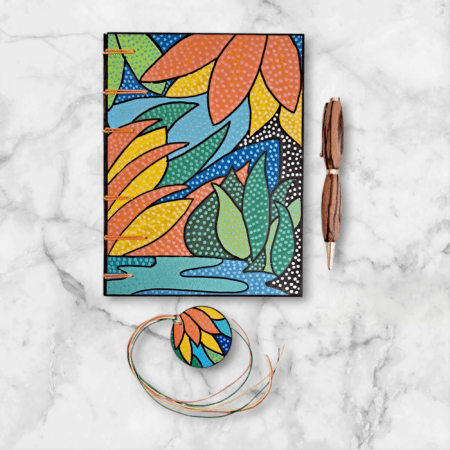 Notebook JUNGLE POINT - carnet artisanal A5, pièce unique.