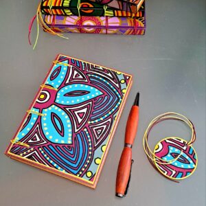 Carnet BLUE FLOWER,  carnet artisanal A6,  pièce unique.