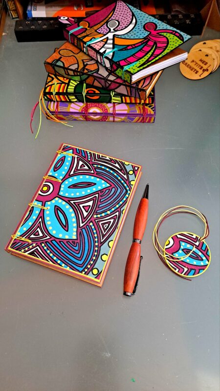 Carnet BLUE FLOWER,  carnet artisanal A6,  pièce unique.