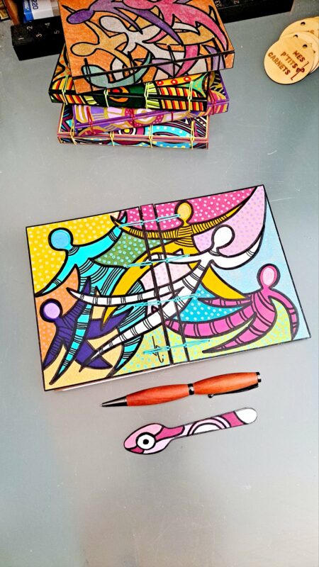 Carnet TCHATCHA, carnet artisanal A6, pièce unique.